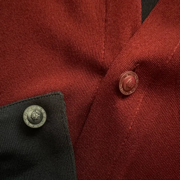 GIANNI VERSACE] By Gianni Versace Navy Burgundy Jersey Button down shirt